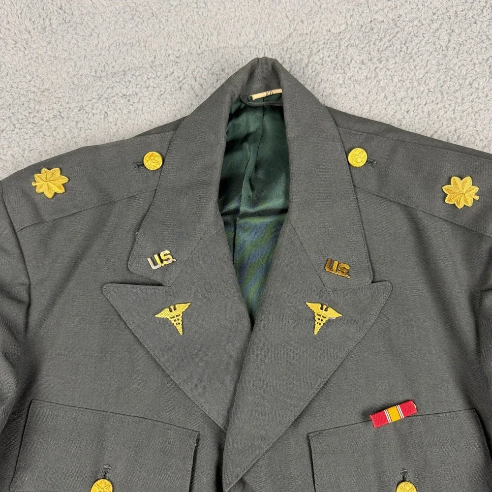 Vintage US Army Service Dress Jacket Mens 42L Tunic Major Engineers Patch